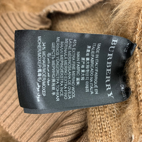 BURBERRY PRORSUM Pre-Fall 2011 Size S Camel Textured Merino Wool / Mohair V-Neck Sweater