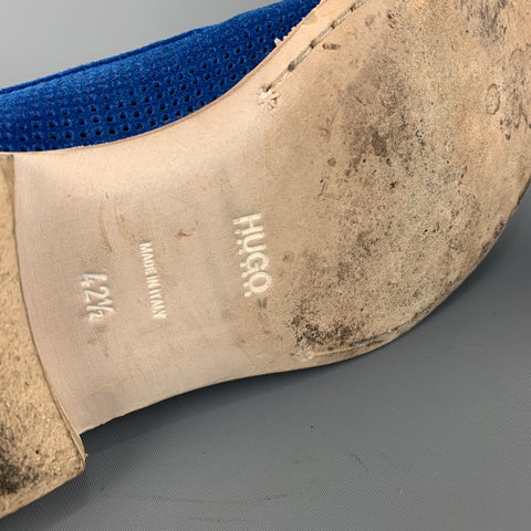 HUGO BOSS Taille 9,5 Lacets pointus en daim perforé bleu