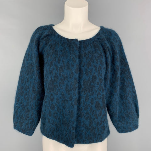 VANESSA BRUNO Talla M/L Cárdigan Mezcla Angora Azul Oscuro Negro