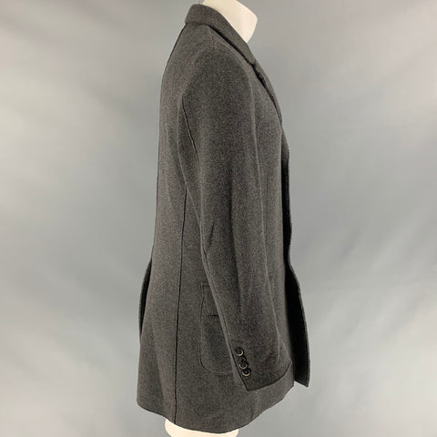 BARENA Size 38 Dark Gray Textured Wool / Polyamide Buttoned Coat