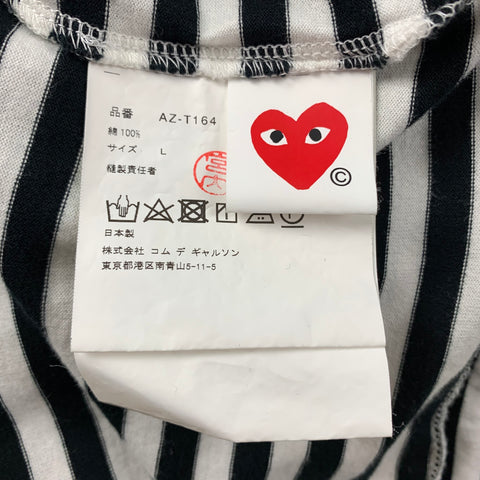 COMME des GARCONS PLAY Size L Black White Stripe Cotton Long Sleeve T-shirt