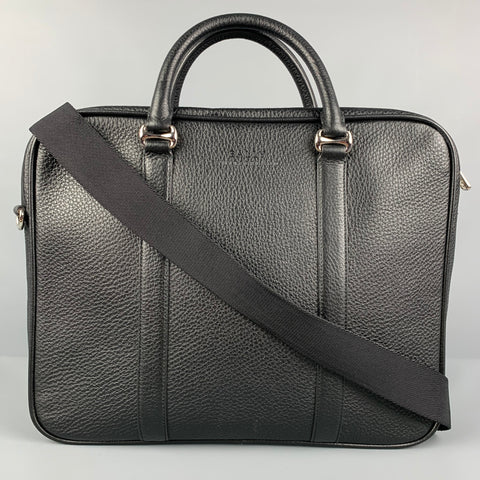 BALLY Black Textured Leather Briefcase Bag