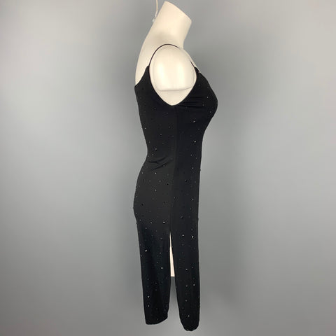 GIORGIO ARMANI Taille 4 Robe droite en jersey perlé noir