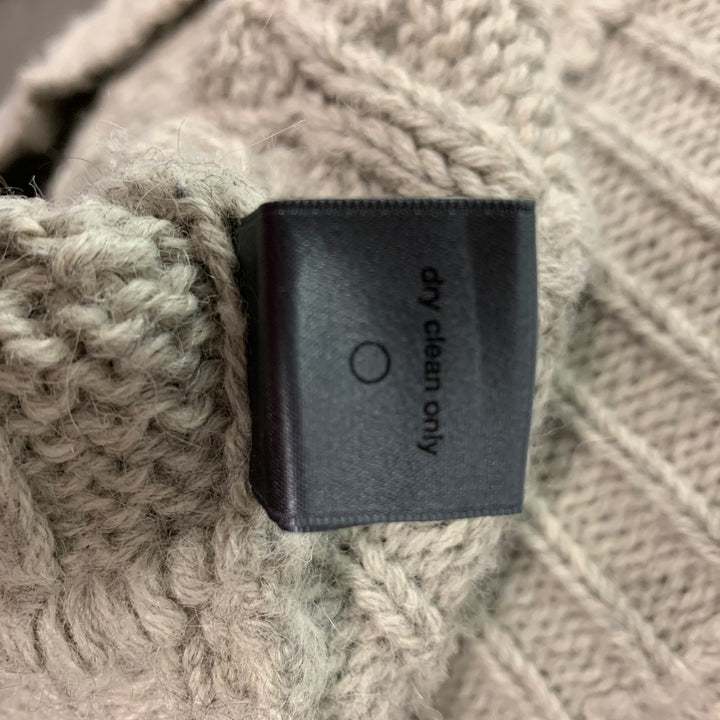 JOHN VARVATOS Taille S Pull à col rond en laine tricotée et alpaga gris