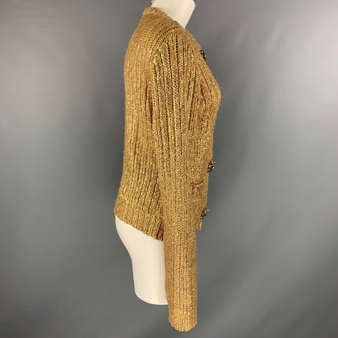 LANVIN Cárdigan con broches de seda de punto dorado talla S