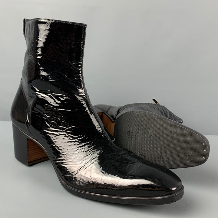 YVES SAINT LAURENT Size 13 Black Patent Leather Johnny Boots