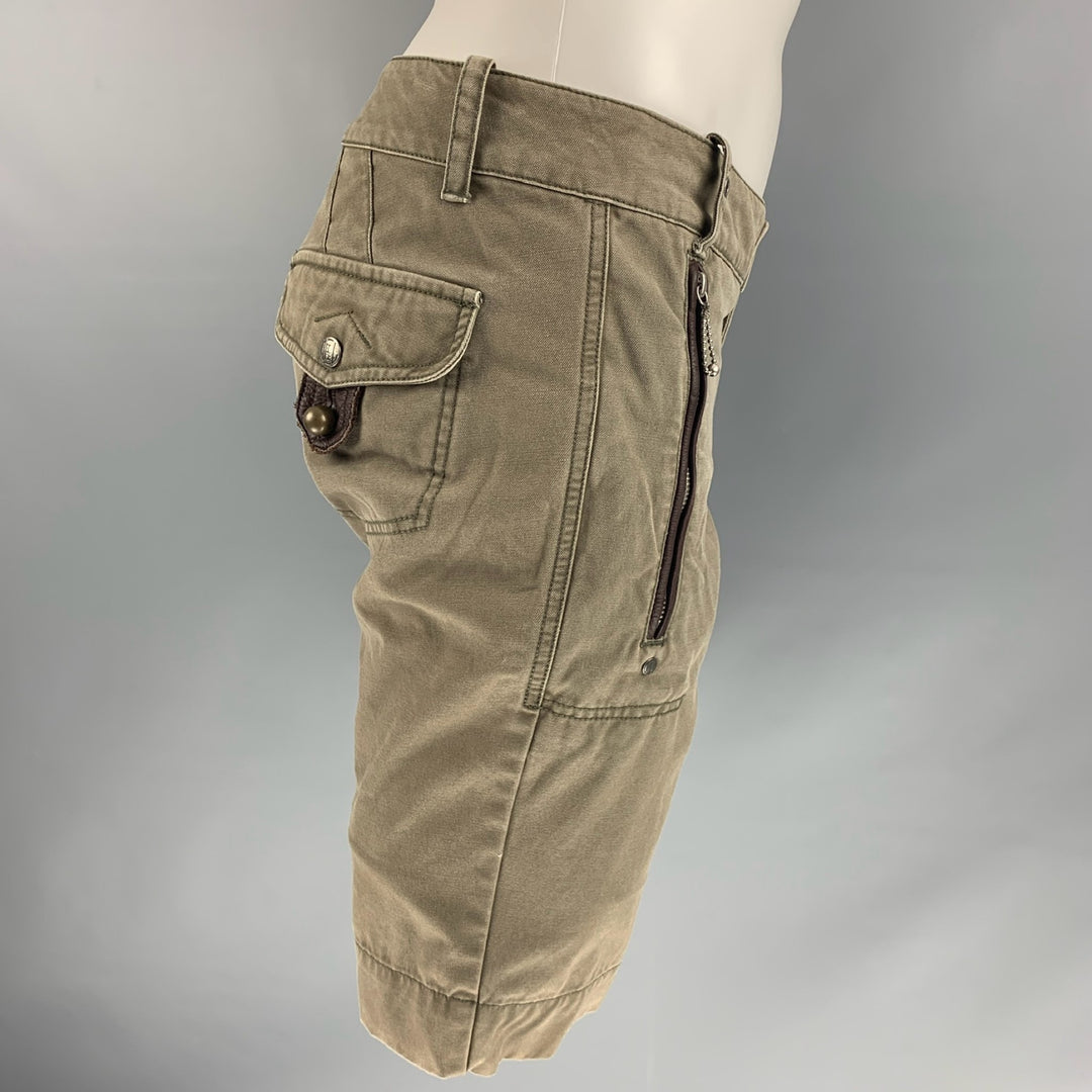 DIESEL Size 31 Green Olive Cotton Flat Front Shorts