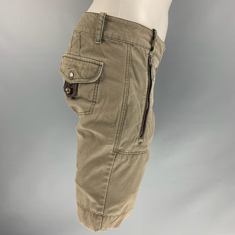DIESEL Taille 31 Short à devant plat en coton vert olive