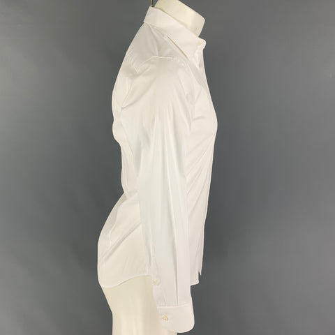 THEORY Size XS White Cotton Blend Button Down Long Sleeve Shirt