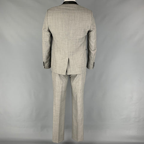 ROGER ELSTEN Talla 42 Traje con cuello chal de poliéster y lana gris negro