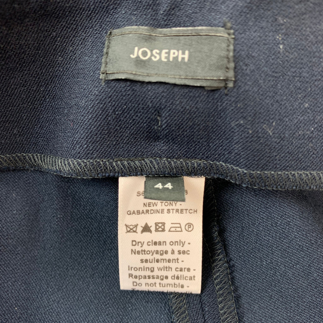 JOSEPH Size 12 Navy Gabardine Viscose / Cotton Dress Pants