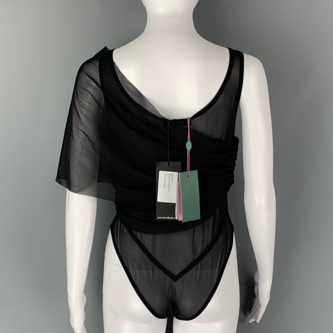 DAVID KOMA Taille 10 Noir Polyamide Élasthanne Voir à travers le body Robe Top