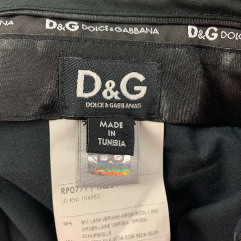 D&G by DOLCE & GABBANA Size 32 Grey Black Stripe Wool Silk Tuxedo Dress Pants