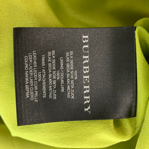BURBERRY PRORSUM Spring 2011  Size 10 Green Black Silk Camouflage Leather Knee-Length Dress