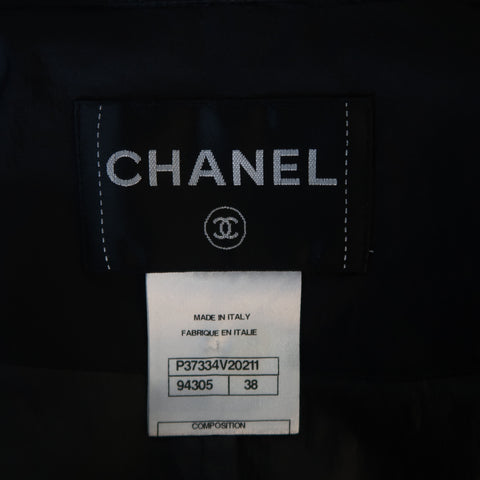 CHANEL Size 6 Black Double Breasted Balloon Sleeve Windbreaker Jacket