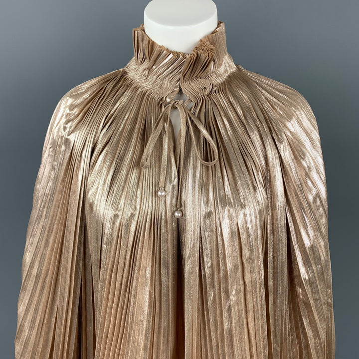 OPENING CEREMONY Size 10 Gold Metallic Pleated Polyester Blouse