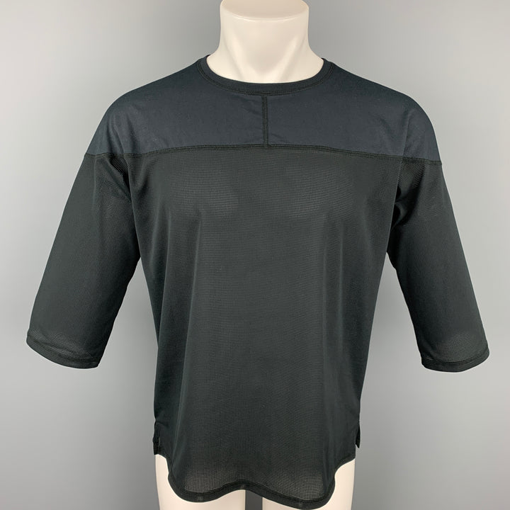 SASQUATCHfabrix SS 2019 Talla S Camiseta negra de poliéster con cuello redondo y malla
