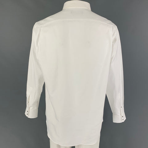 THIERRY MUGLER Size L White Cotton Snaps Long Sleeve Shirt