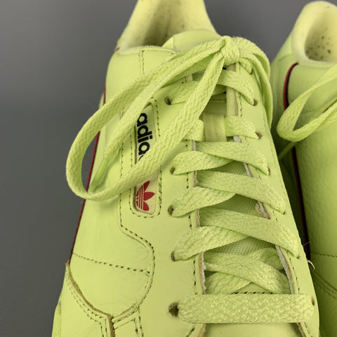 ADIDAS Size 10.5 Neon Green Solid Leather Lace Up Sneakers