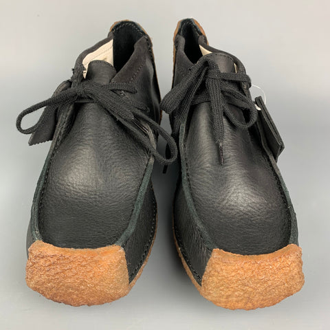 CLARKS Lemaire Size 10.5 Black & Brown Leather Crepe Lace Up Shoes