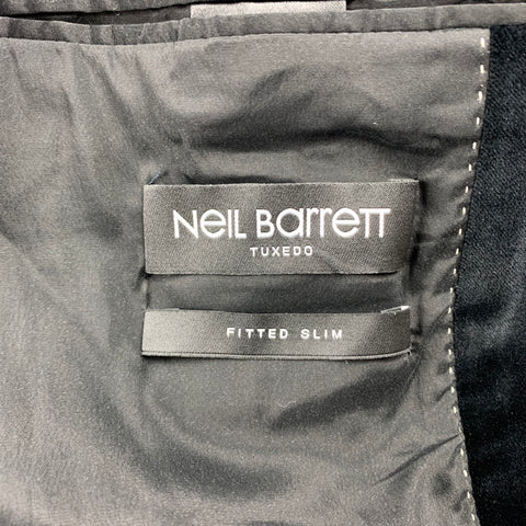 NEIL BARRETT Size 40 Black Velvet Notch Lapel Sport Coat