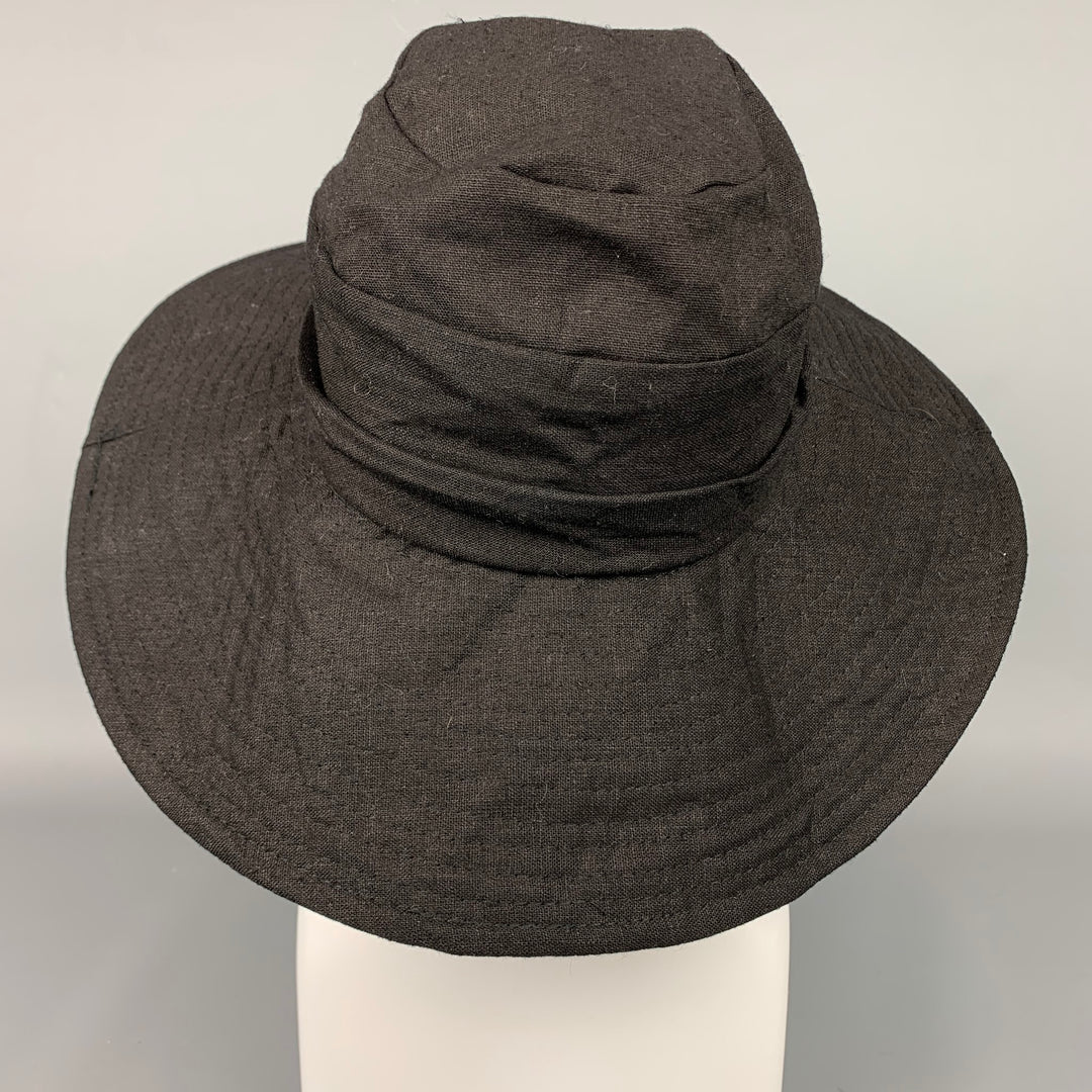 TROPICAL TRENDS Black Linen / Cotton Wide Brim Hat