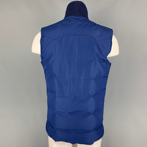 MARC JACOBS Size M Blue Quilted Polyester Zip Up Vest