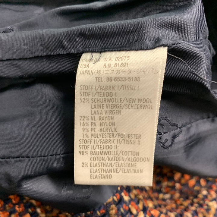 ESCADA Size 4 Navy Orange Wool Blend Textured Jacket