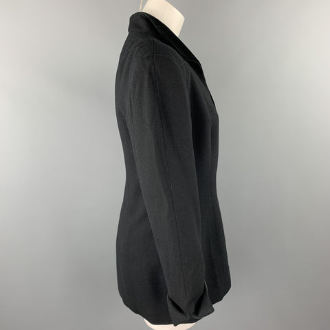 CHRISTIAN DIOR Size 10 Black Crepe Velvet Trim Jacket