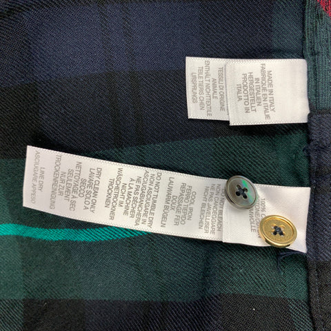 PAUL SMITH Size M Navy & Green Plaid Dot Cotton Button Up Long Sleeve Shirt