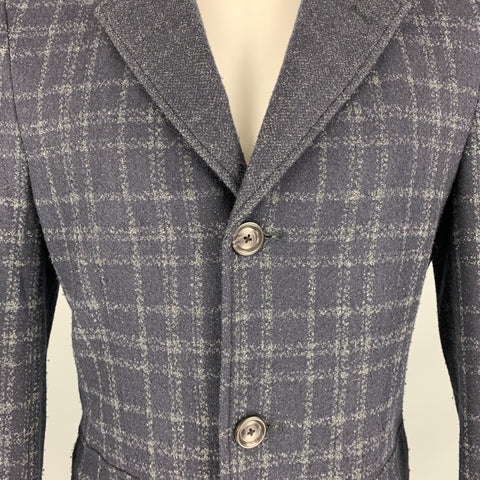 SAKS FIFTH AVENUE Taille 40 Manteau en mélange de laine à carreaux gris marine