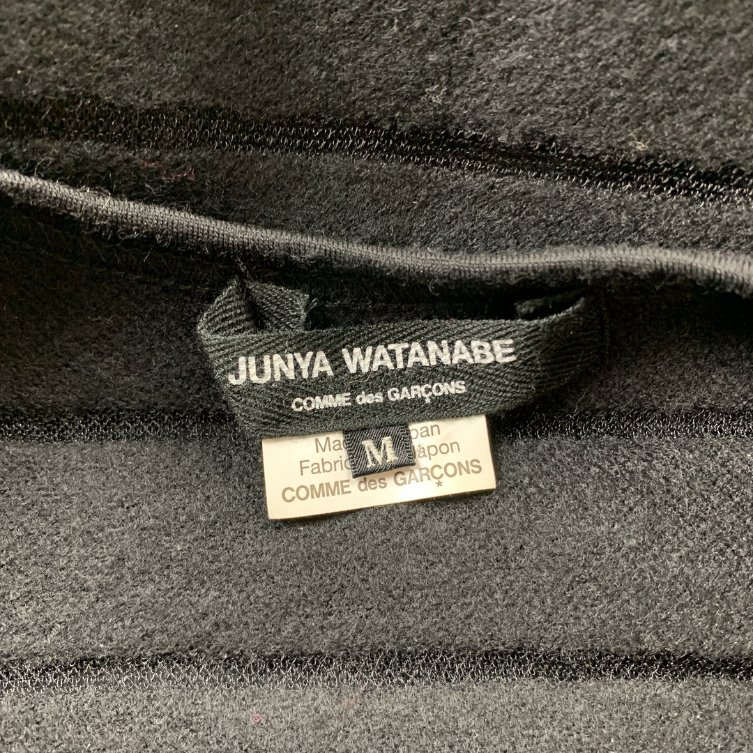 JUNYA WATANABE Size M Black Stripe Wool Blend Crew-Neck Pullover