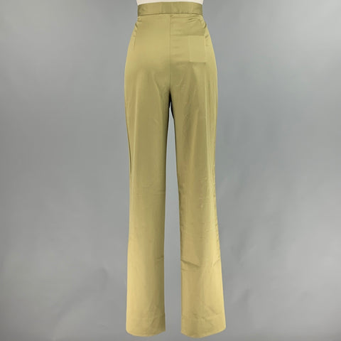 PESERICO Talla 10 Pantalones casuales de talle alto de spandex de algodón verde