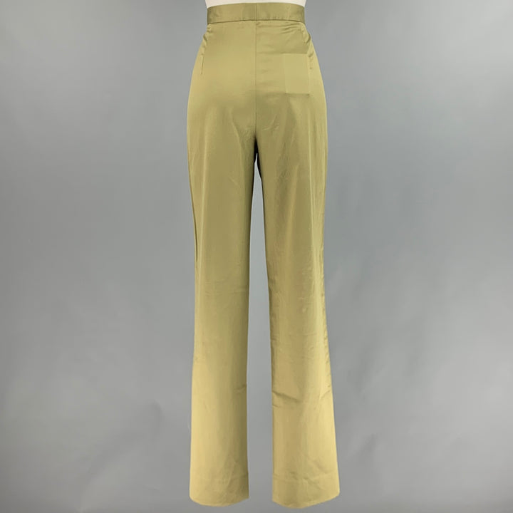 PESERICO Size 10 Green Cotton Spandex High Waisted Casual Pants
