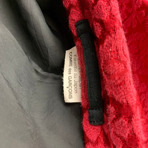 COMME des GARCONS HOMME PLUS Size XL Red Jacquard Cotton Blend Notch Lapel Jacket