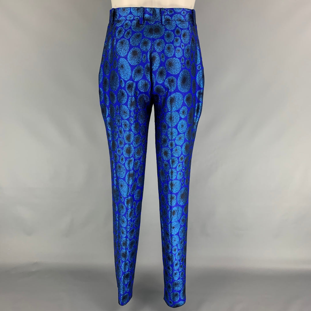MASATOMO Size 40 Royal Blue Metallic Acrylic Blend Notch Lapel Suit