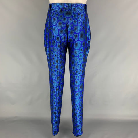 MASATOMO Talla 40 Traje de solapa de muesca en mezcla de acrílico metálico azul real