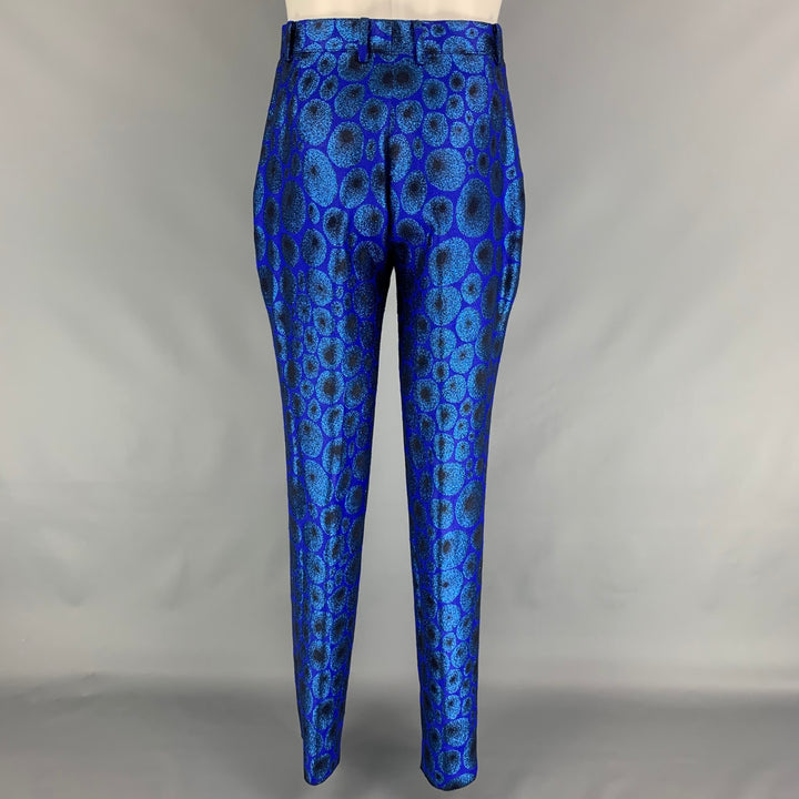MASATOMO Size 40 Royal Blue Metallic Acrylic Blend Notch Lapel Suit