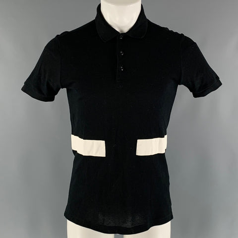 GIVENCHY Polo de manga corta de algodón con bloques de color blanco y negro talla XS