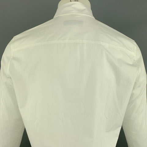 BURBERRY PRORSUM Spring 2016 Size S White Black Guipure Applique Cotton Long Sleeve Shirt