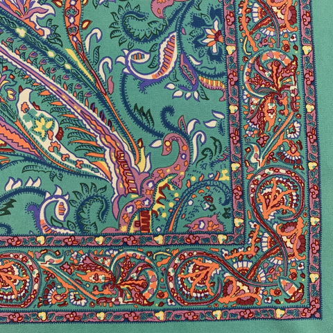 RALPH LAUREN Pochette de costume en soie multicolore Paisley turquoise