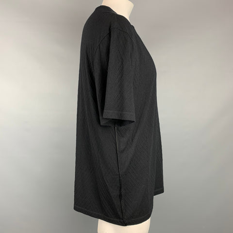 GIORGIO ARMANI Size XXL Black Rhombus Viscose Blend Crew-Neck T-shirt