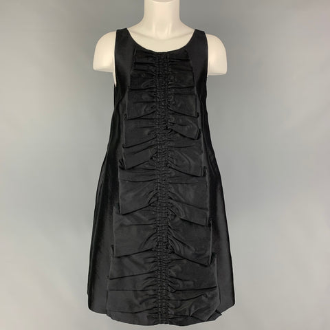 BARATO y CHIC de MOSCHINO Talla 8 Vestido sin mangas con volantes de poliéster de seda negro