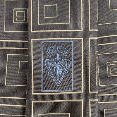 GUCCI Grey White Squares Silk Tie