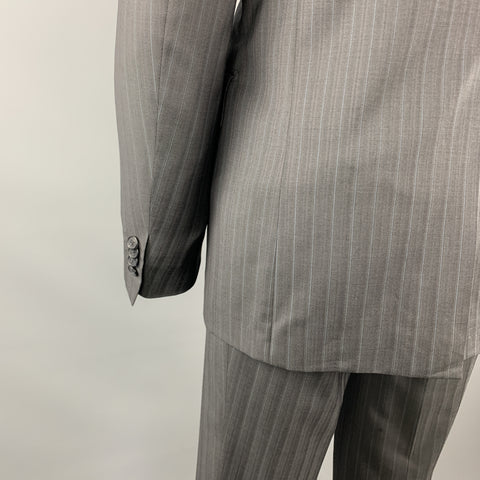 VALENTINO Traje Regular de Lana Virgen con Solapa de Pico a Rayas Gris Talla 40