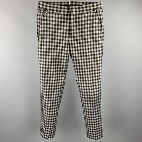 TOM FORD Size 30 Black & Grey Checkered Wool Zip Fly Dress Pants