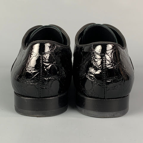 GIORGIO ARMANI Black Embossed Leather Lace Up Shoes