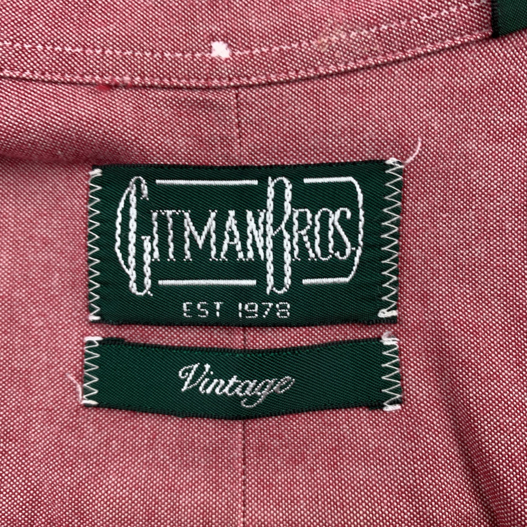 GITMAN VINTAGE Talla S Camisa de manga larga con botones de algodón rojo jaspeado