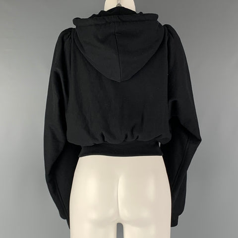 DRIES VAN NOTEN Size XS Black Cotton Ribbed Hoodie Casual Top