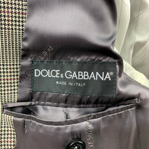 DOLCE & GABBANA Size 40 Regular Black & White Glenplaid Wool Notch Lapel Suit